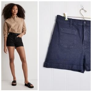 Madewell Jean Shorts High Rise Patch Pocket Black Denim Womens Size 30 New